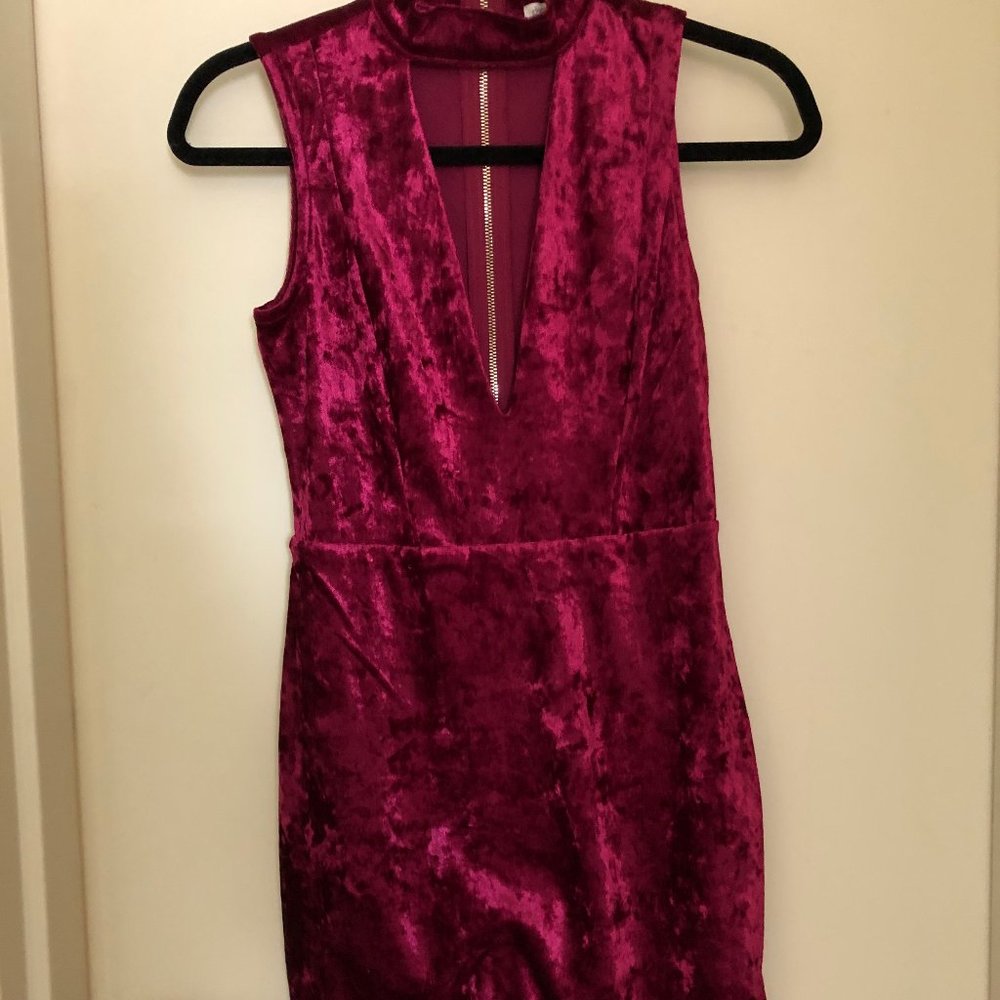 Charlotte Russe Size S Maroon Velour Dress